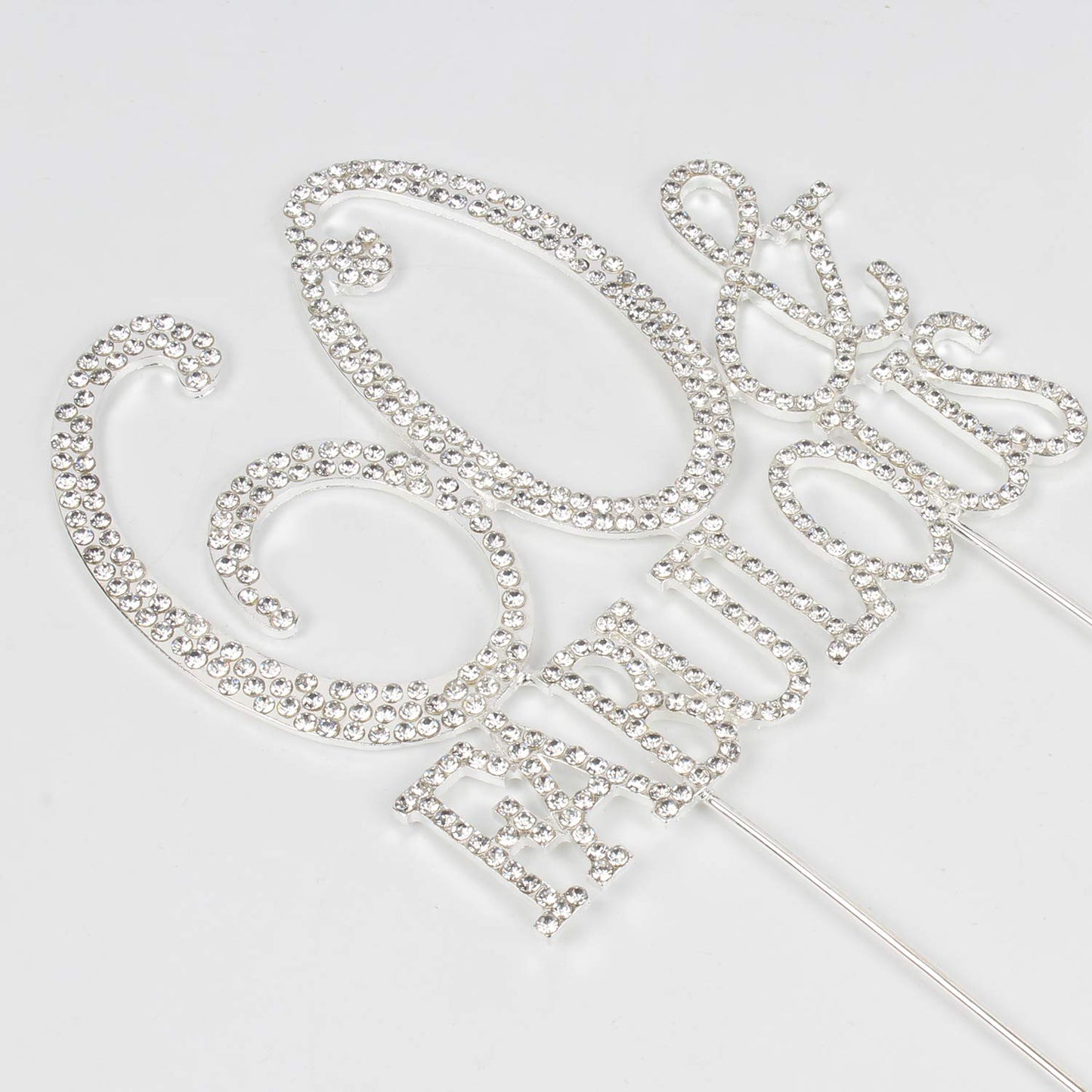 Hatcher Lee Cake Topper 60 & Fabulous, Silver Crystal Rhinestone, 60th Birthday or Anniversary Decoration, Model HCL-026