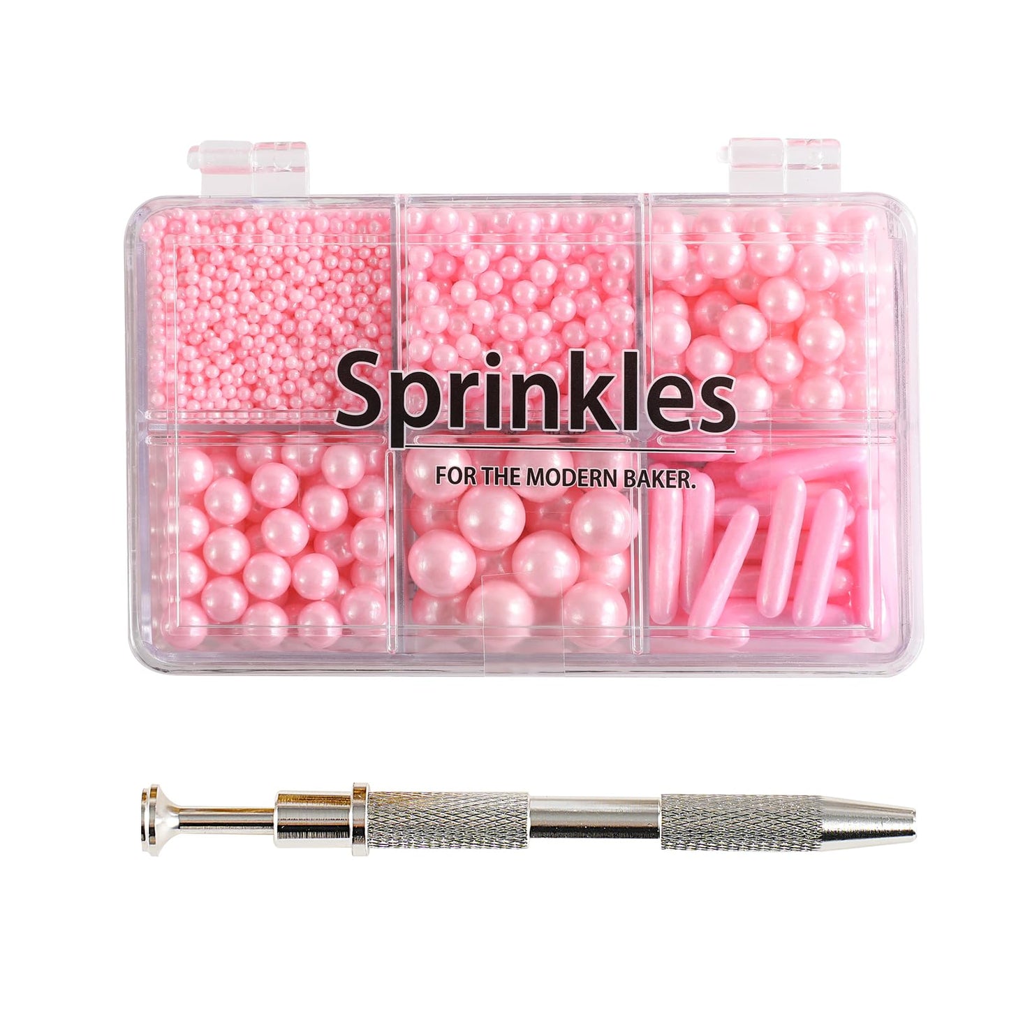 Kasvan Pink Mix Sugar Sprinkles - Edible Candy Pearls With 4-Claw Sprinkle Pen,118G/4.16 Oz, Gift Box Pack, Baking Cake Decorations, Ice Cream Toppings And Cookie Decorating (Pink)