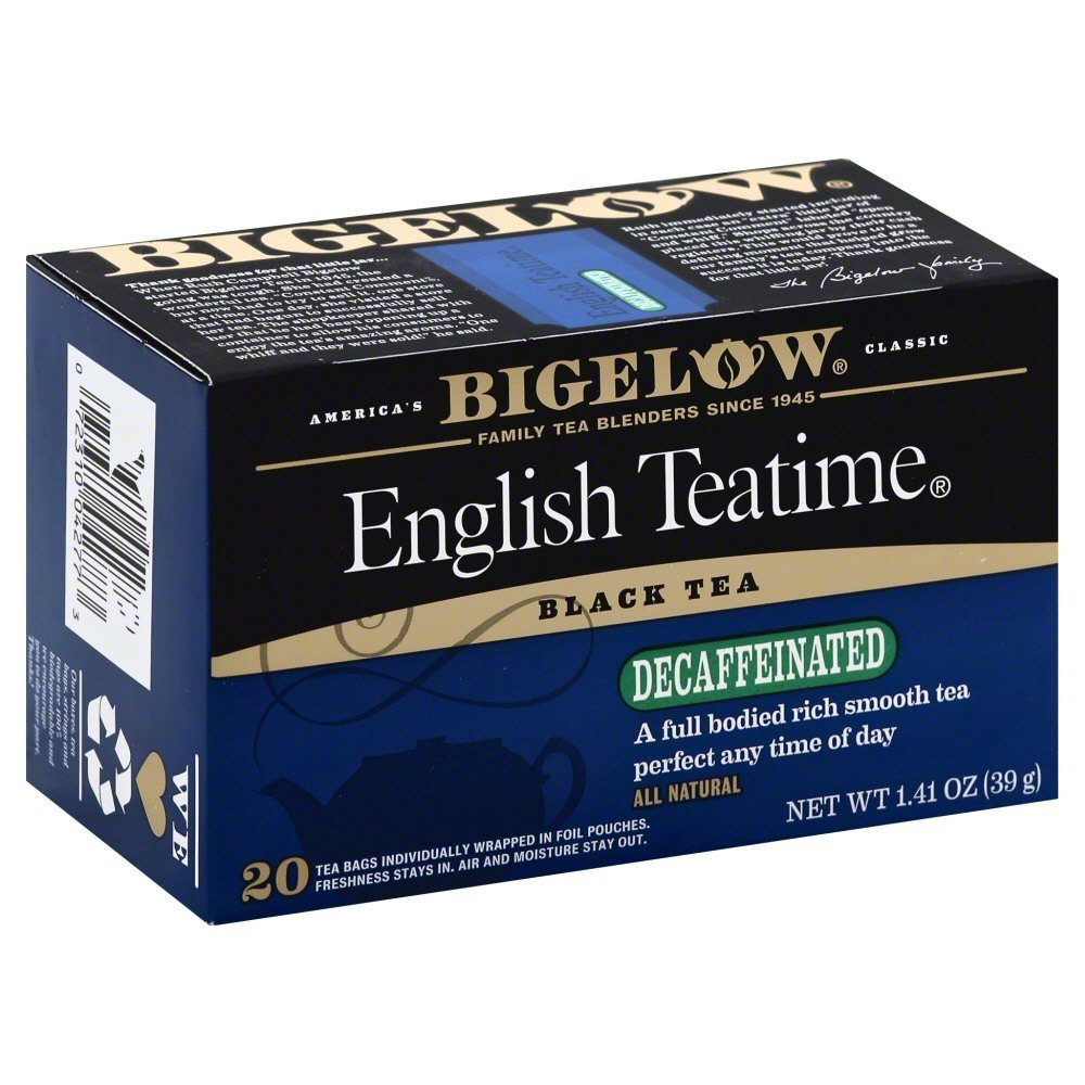 Bigelow Tea Decaffeinated English Teatime Black Tea, 20 Count Box (Pack of 6), Model 072310042773, 120 Total Tea Bags