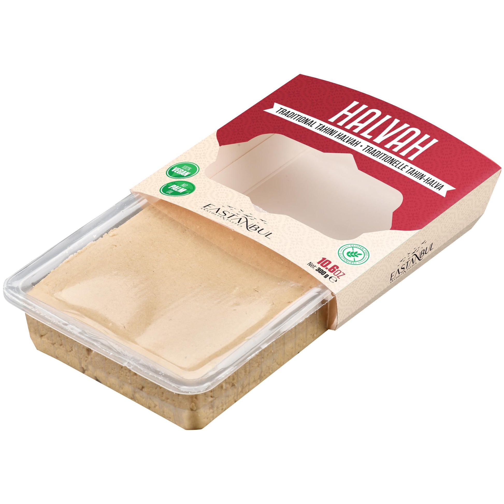 Eastanbul Halvah, 10.6oz, Turkish Halva, Tahini Halva, Plain Tahini Halvah Candy, Traditional Sesame Dessert, Vegan, Gluten Free