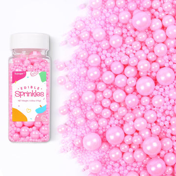 Pink Sprinkles for Cake Decorations, Edible Pearl Sprinkles for Cake Baking Decorations Cupcake Toppers Cookie Decorating lover 
