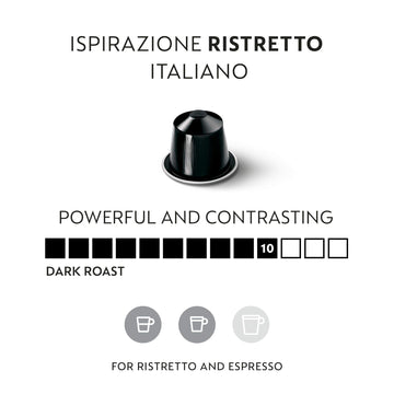 Nespresso Ristretto Intenso Dark Roast Coffee Pods, 50 Count, Original Line