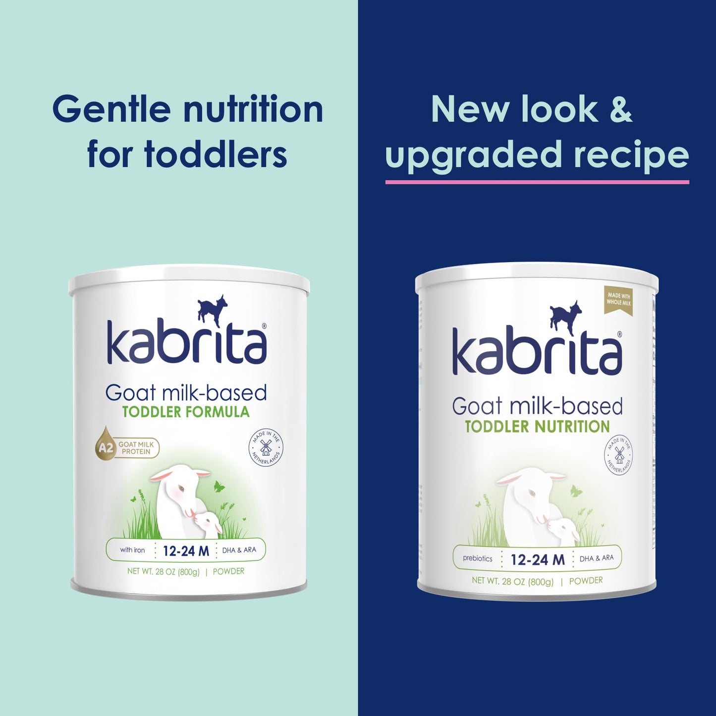 Kabrita Goat Milk-Based Toddler Nutrition Drink, 12–24 Months, Gentle & Easy To Digest, Clean Label Project Certified, Supports Gut Health, Immunity & Brain Development 28Oz