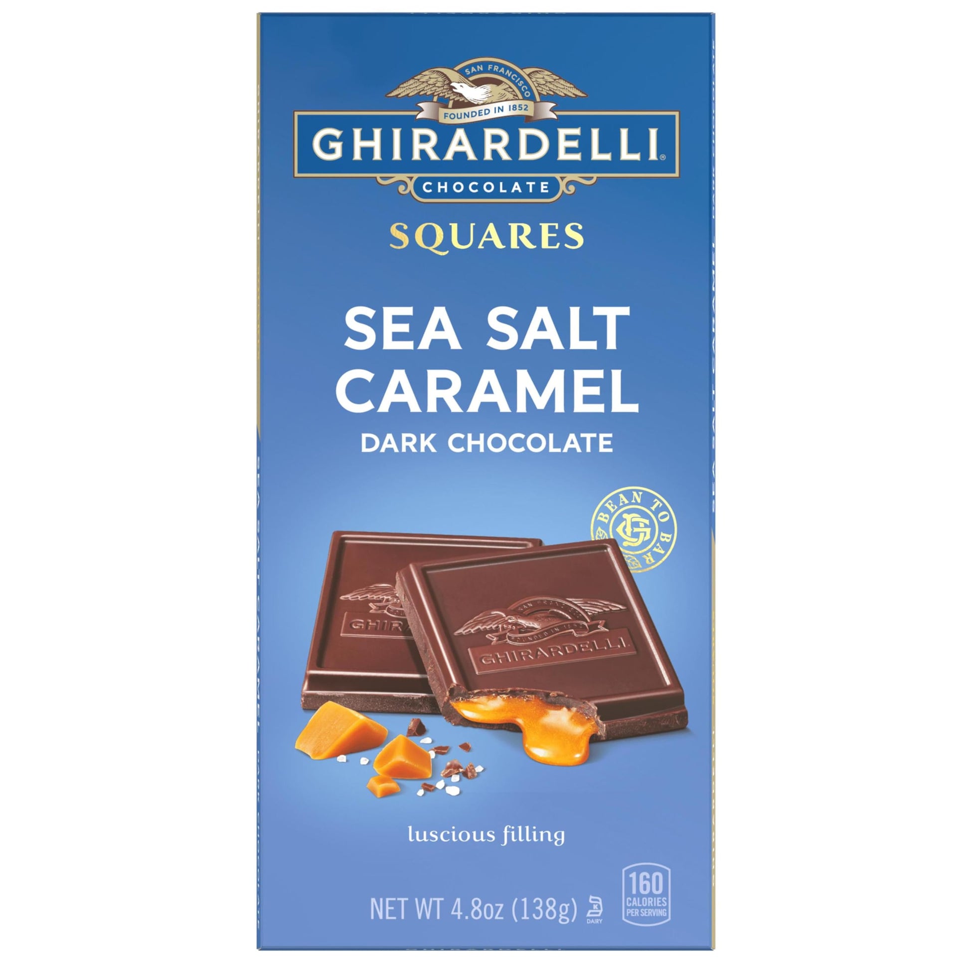 Ghirardelli Sea Salt Caramel Dark Chocolate Squares Bar  4.8 Oz Bar (10 Bars)