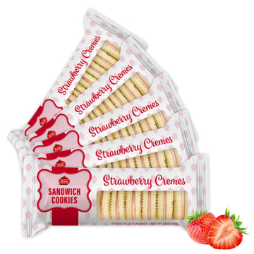 Carleys Strawberry Creme Sandwich Cookies, Nut-Free Snack, 3.5 Oz (Pack of 12)