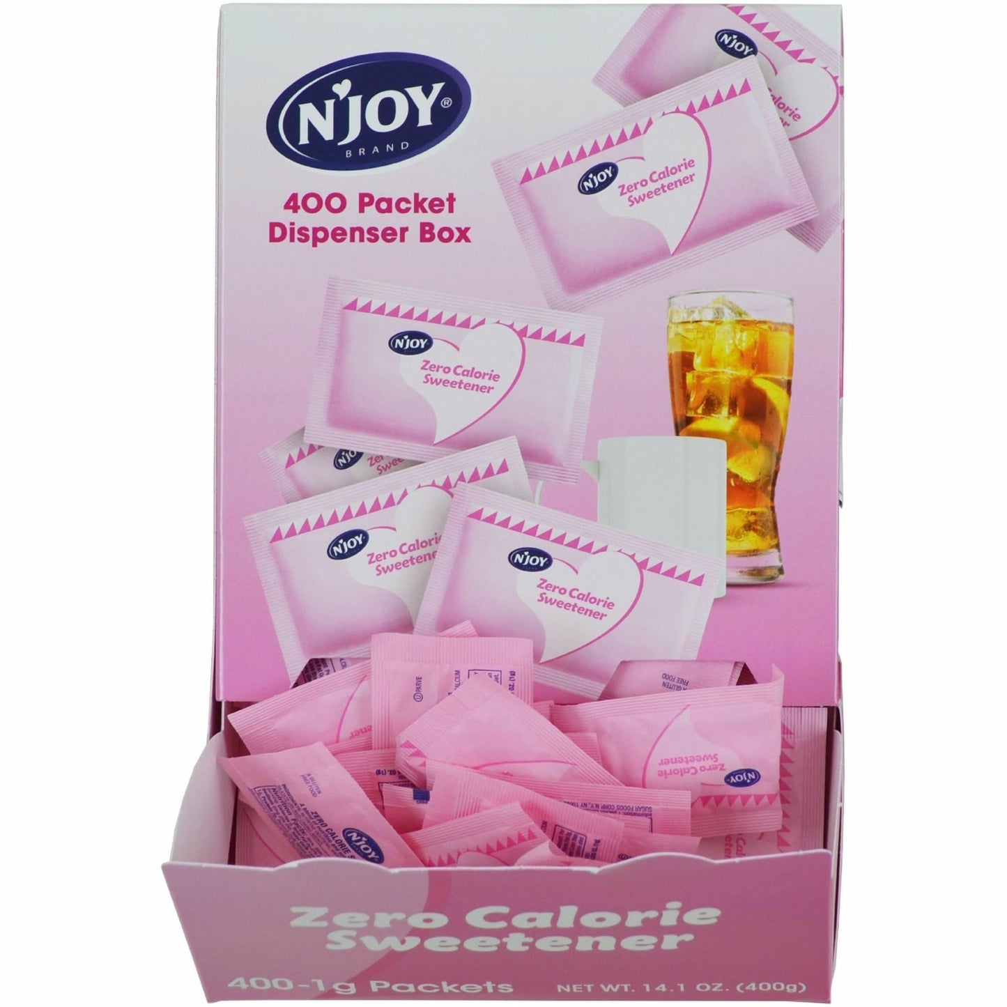N'Joy Zero Calorie Sweetener | Pink Saccharin Packets | 400 Count | Kosher | Gluten Free And Sodium Free
