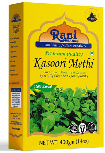 Rani Fenugreek Leaves Dried (Kasoori Methi) 14oz (400g) ~ All Natural | Vegan | Gluten Friendly | NON-GMO | Indian Origin