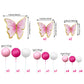 27 Pcs Hot Pink Girl Cake Toppers Pink Ball Cake Decoration Butterfly Cake Decoration Girl Theme Cake Decoration For Wedding Bir