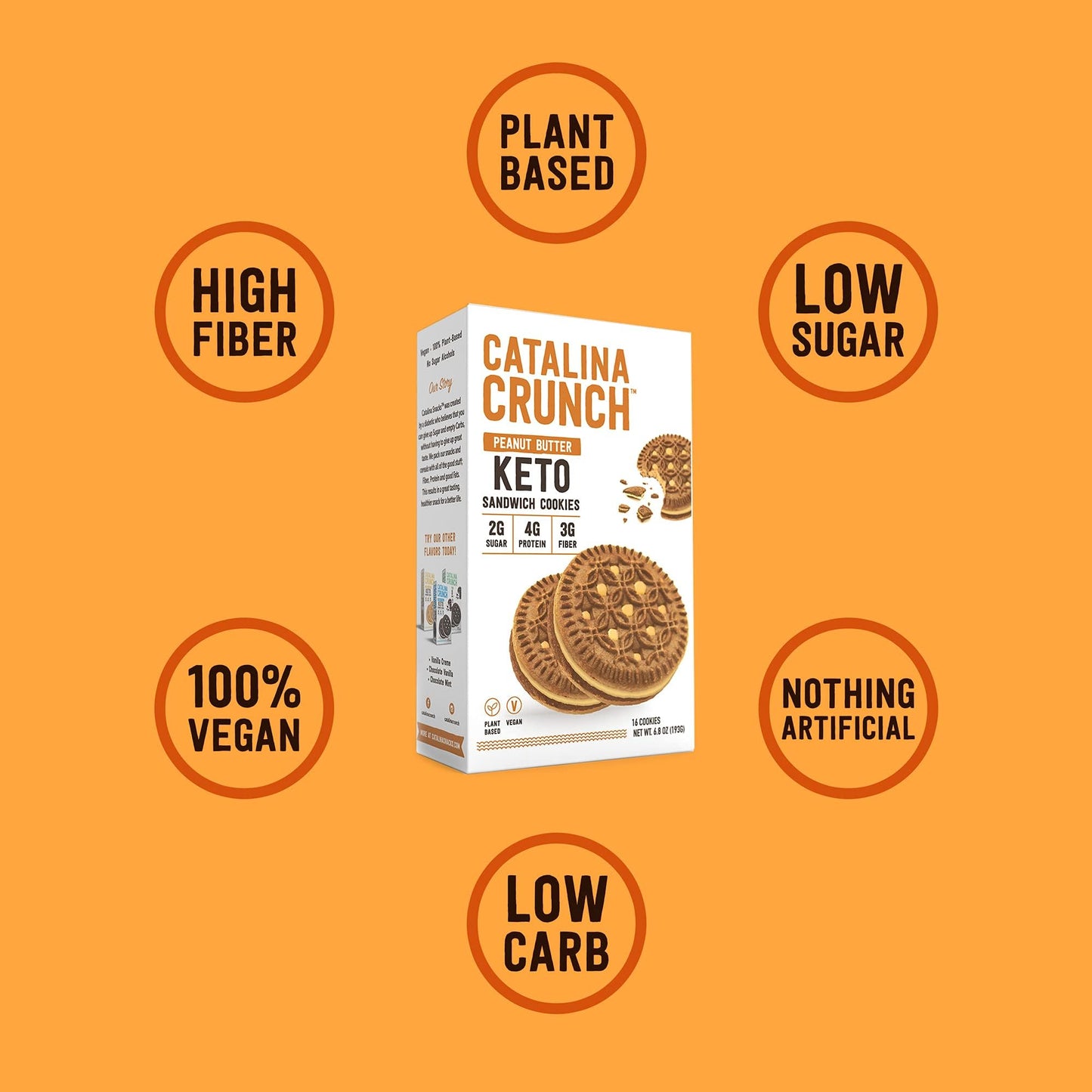 Catalina Crunch - Cookie Sandwich Peanut Butter - Case Of 6-68 Oz(D0102H54E12)