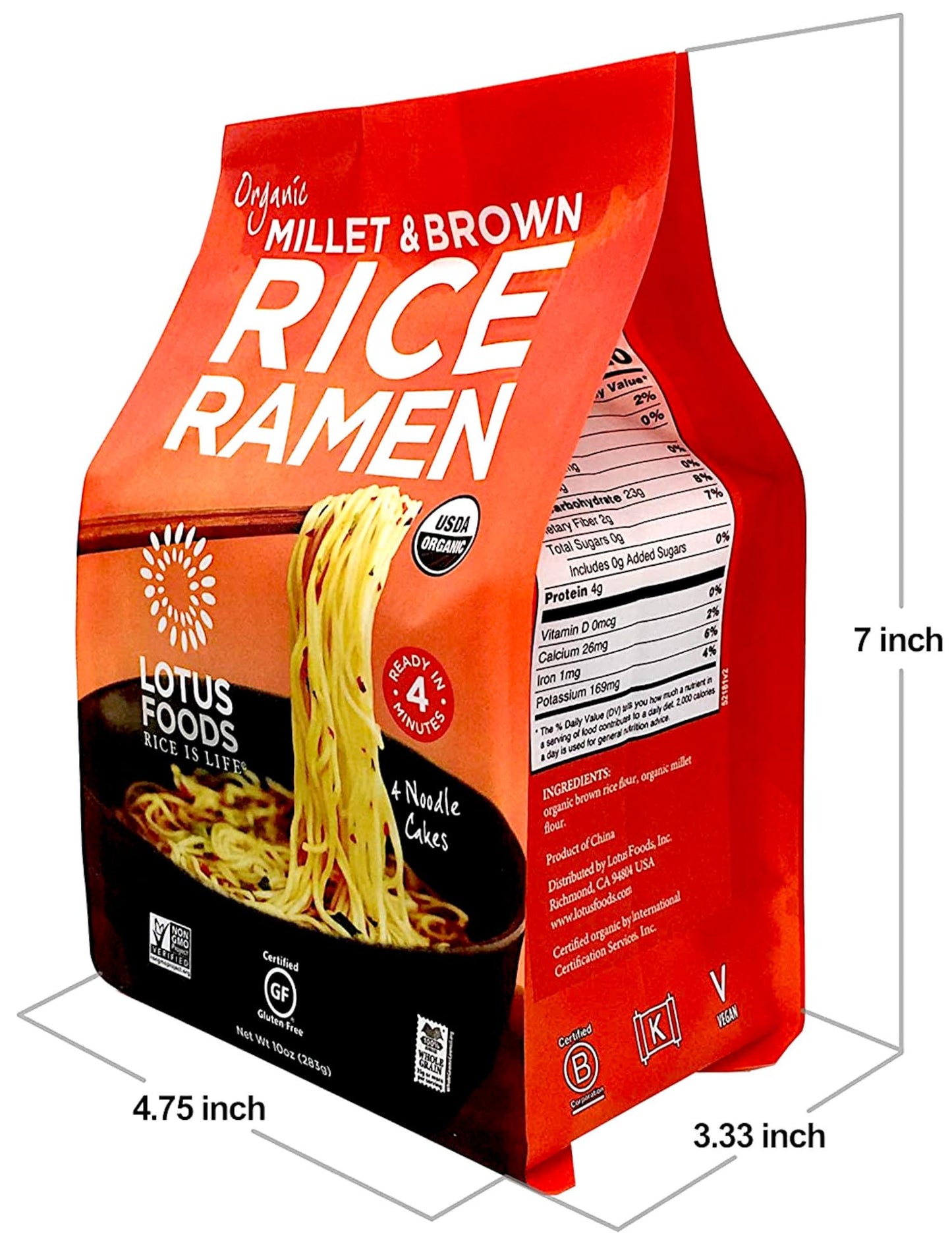 Lotus Foods Organic Gluten-Free Millet & Brown Rice Ramen Noodles, Nutty Flavor, 10 Oz, 6 Count