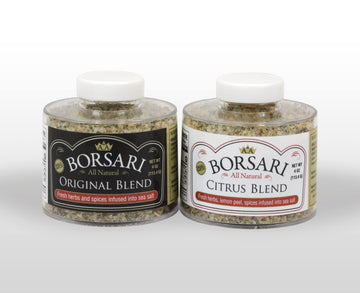 Borsari Seasoned Salt 2-Shaker Gift Set - Citrus & Original Blends - Gluten Free Gourmet Seasonings For Steak, Fish, Poultry, & 