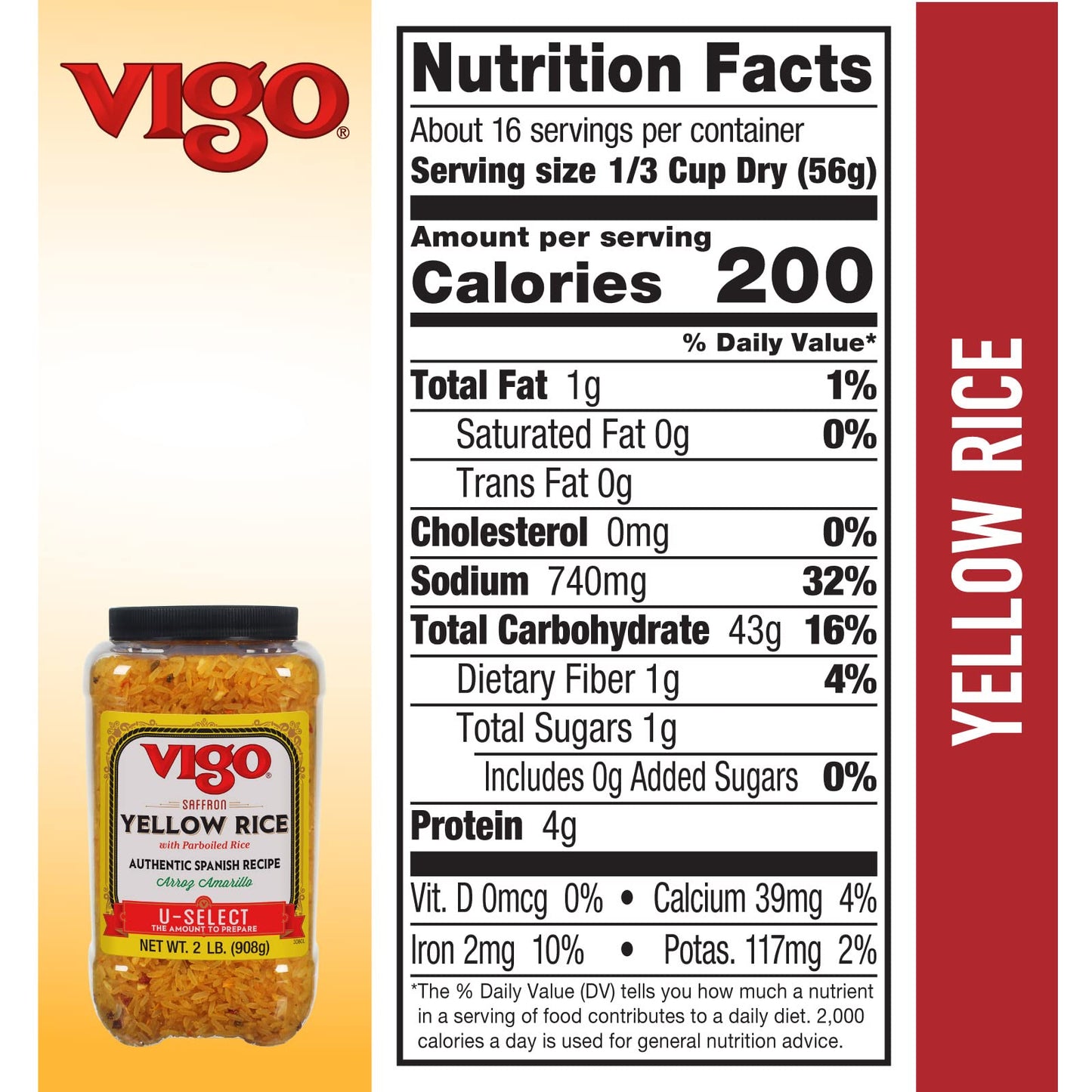 Vigo Authentic Saffron Yellow Rice Low Fat 2lb (Pack of 1)