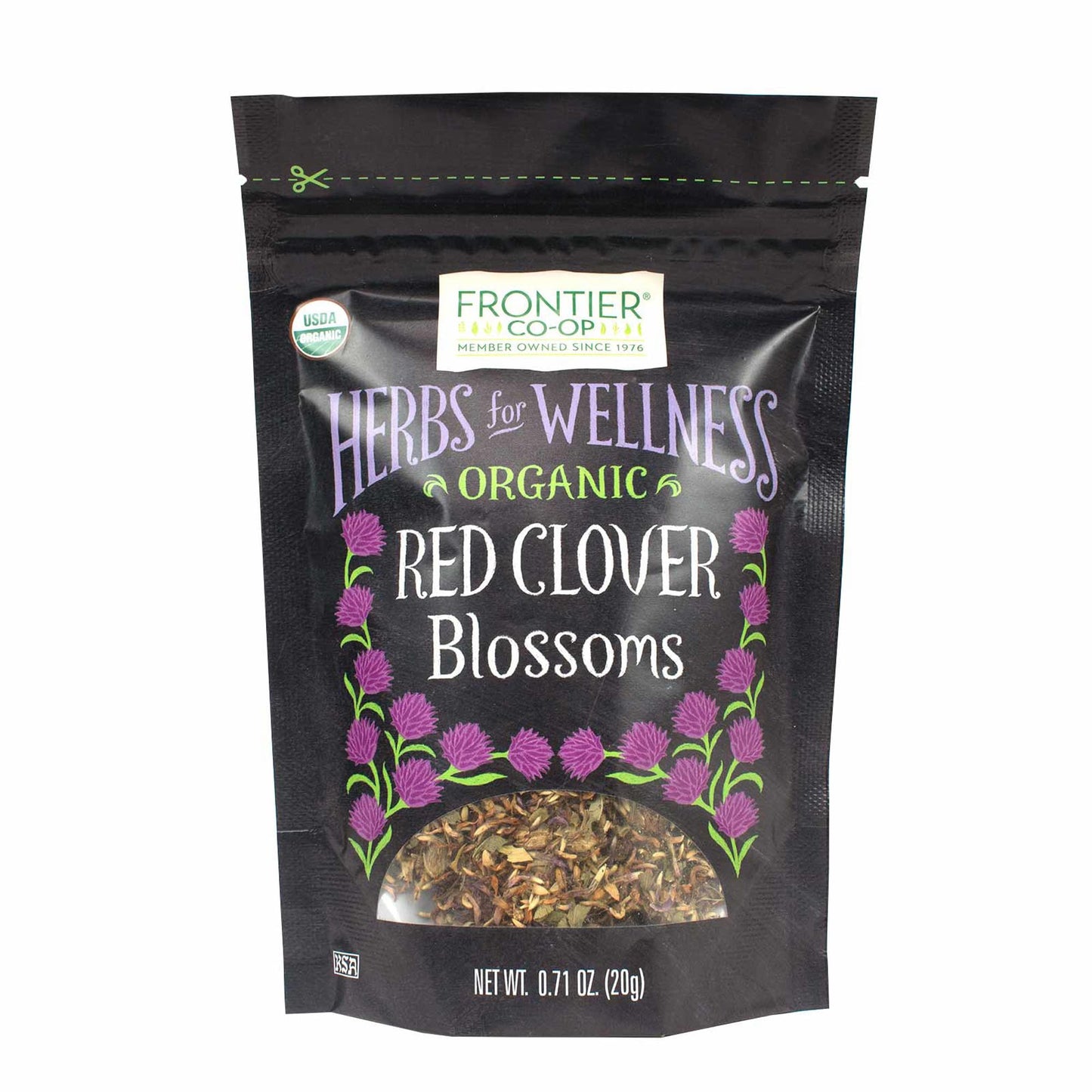 Frontier Co-op Organic Whole Red Clover Blossoms, 0.71oz - Fragrant Garnish & Tea, Kosher, Non-Irradiated