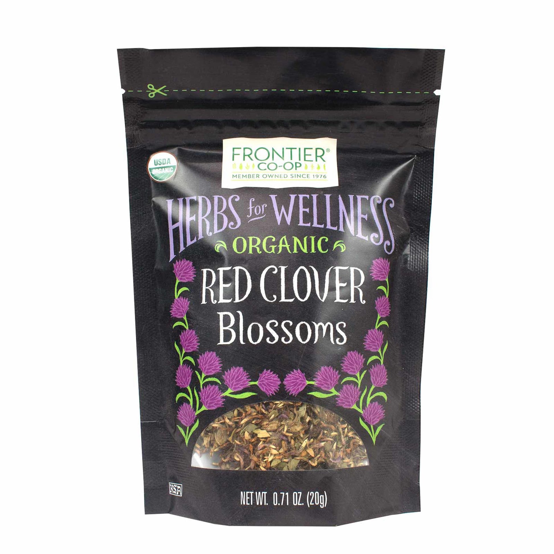 Frontier Co-op Organic Whole Red Clover Blossoms, 0.71oz - Fragrant Garnish & Tea, Kosher, Non-Irradiated