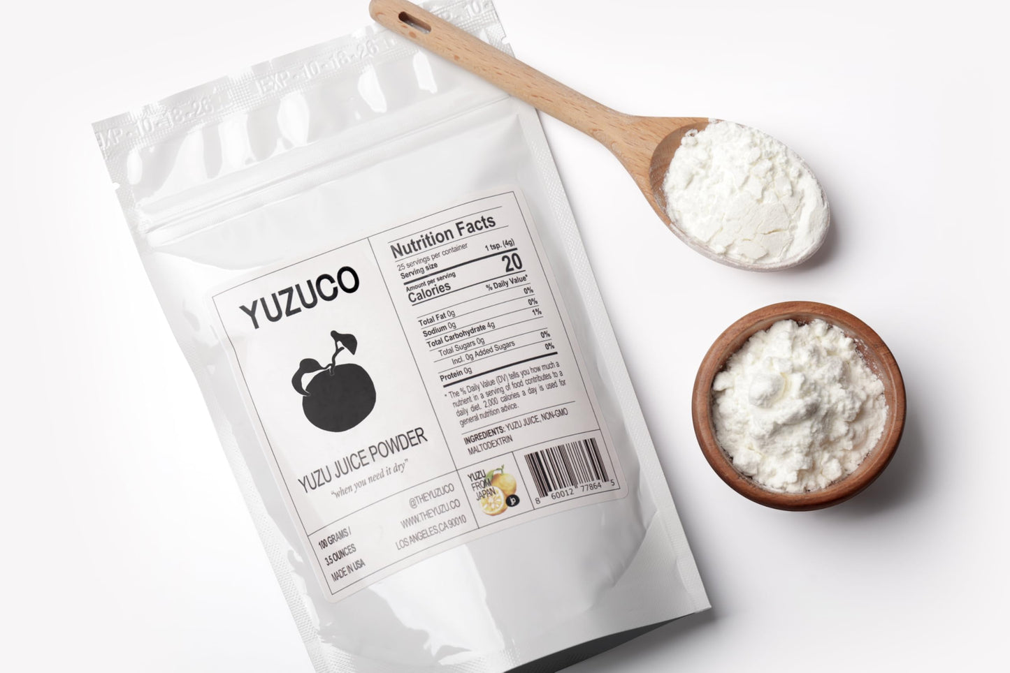 YUZUCO Yuzu Juice Powder - Convenient Citrus for Cooking & Baking - 3.5oz (100g) - Made in the USA
