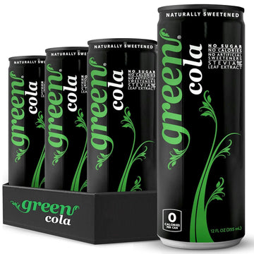 Green Cola Sugar Free Carbonated Soda, 12 Fl Oz (Pack of 12), Naturally Sweetened with Stevia, Zero Calories