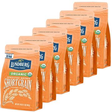 Lundberg Organic Sprouted Short Brown Rice 6Pack  Nutty & Sticky, Germinated Whole Grain, 16 Oz Ea