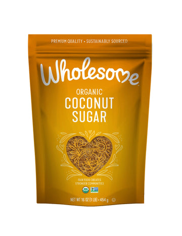 Wholesome Sweeteners 16-Ounce Organic Coconut Sugar, Non GMO, Gluten Free & Vegan Sweetener, for Baking, Sauces, and Smoothies, 