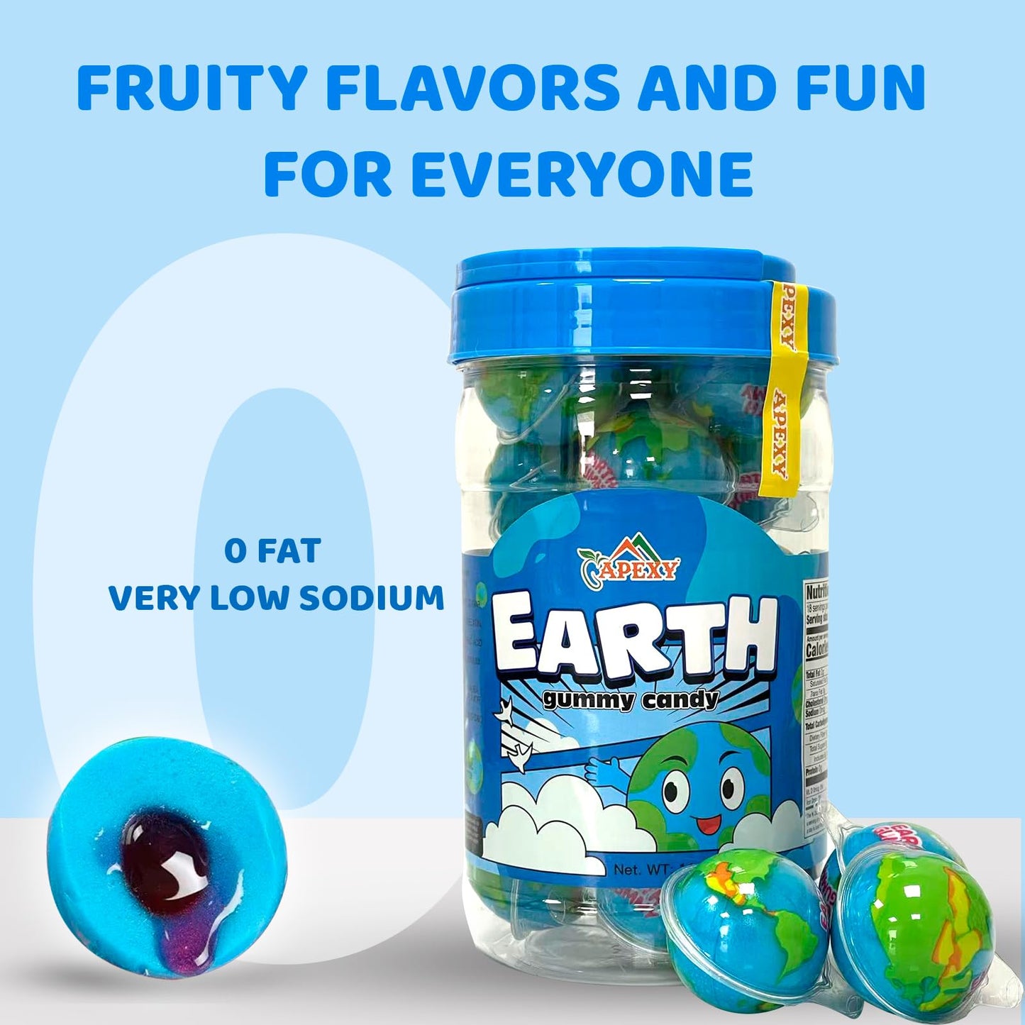 Apexy Planets Gummy Candy with Fruity Liquid Center Fat Free Fun & Delicious Space- Themed Treats Great for Halloween, Birthday,