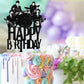 Happy Birthday Cake Topper Music Rock Pop Theme Black Glitter Decor Picks For Beatlemania Party Decorations Supplies