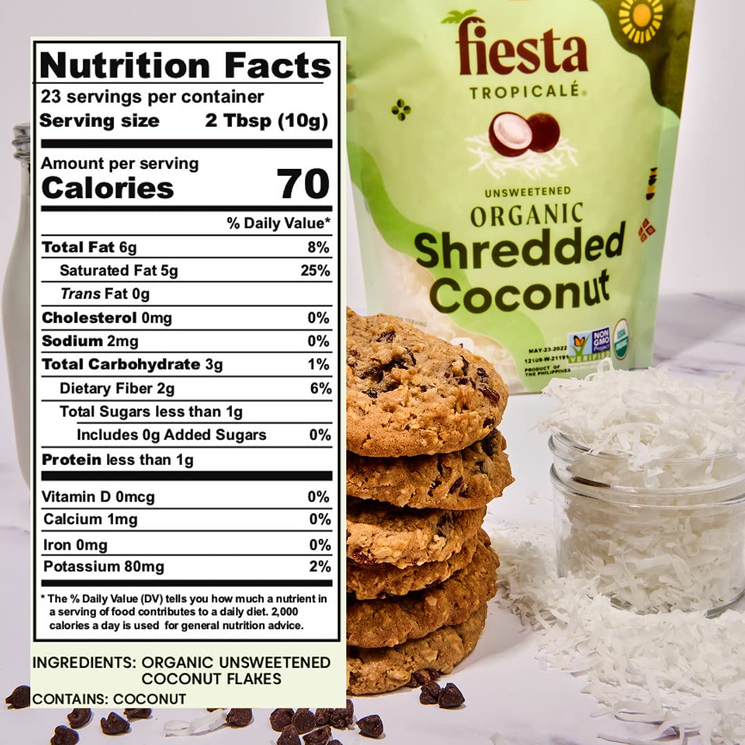 Unsweetened Coconut Flakes, 8 Oz (Pack of 3) - Raw Organic Dried Coconut Flakes, Gluten Free, Shredded Coconut Perfect for Vegan