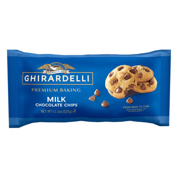 GHIRARDELLI Milk Chocolate Premium Baking, Chocolate Chips for Valentines Day Cookies, 11.5 Oz Bag