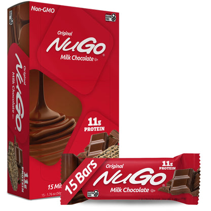 NuGo Protein Bar, Chocolate, 11g Protein, Gluten Free, 15 Count