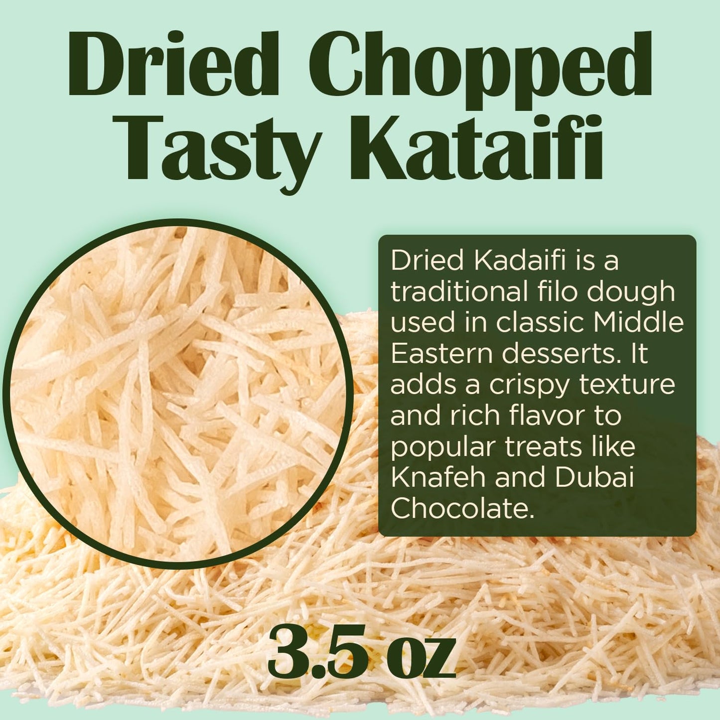 Premium Kataifi Shredded Fillo Dough - (3.5 Oz) | Authentic Greek Pastry Dough For Traditional Mediterranean Desserts & Savory D