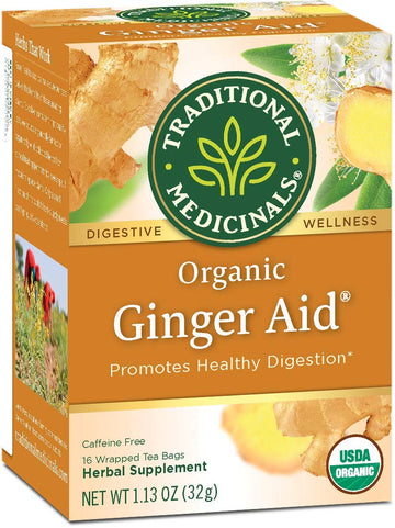 Traditional Medicinals Organic Ginger Aid Herbal Tea, Promotes Healthy Digestion, (Pack Of 3) - 48 Tea Bags Total