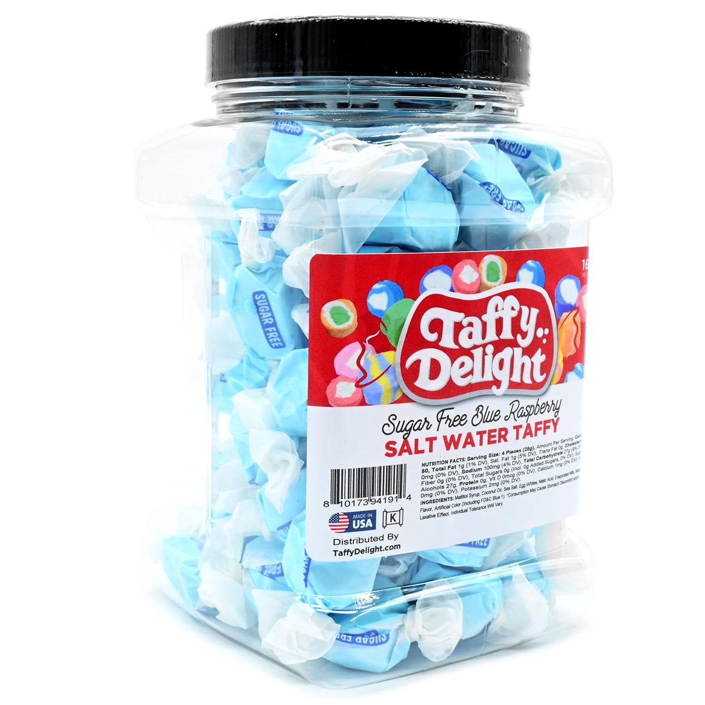 Taffy Delight Salt Water Taffy (16Oz, Sugarfree Blue Raspberry)