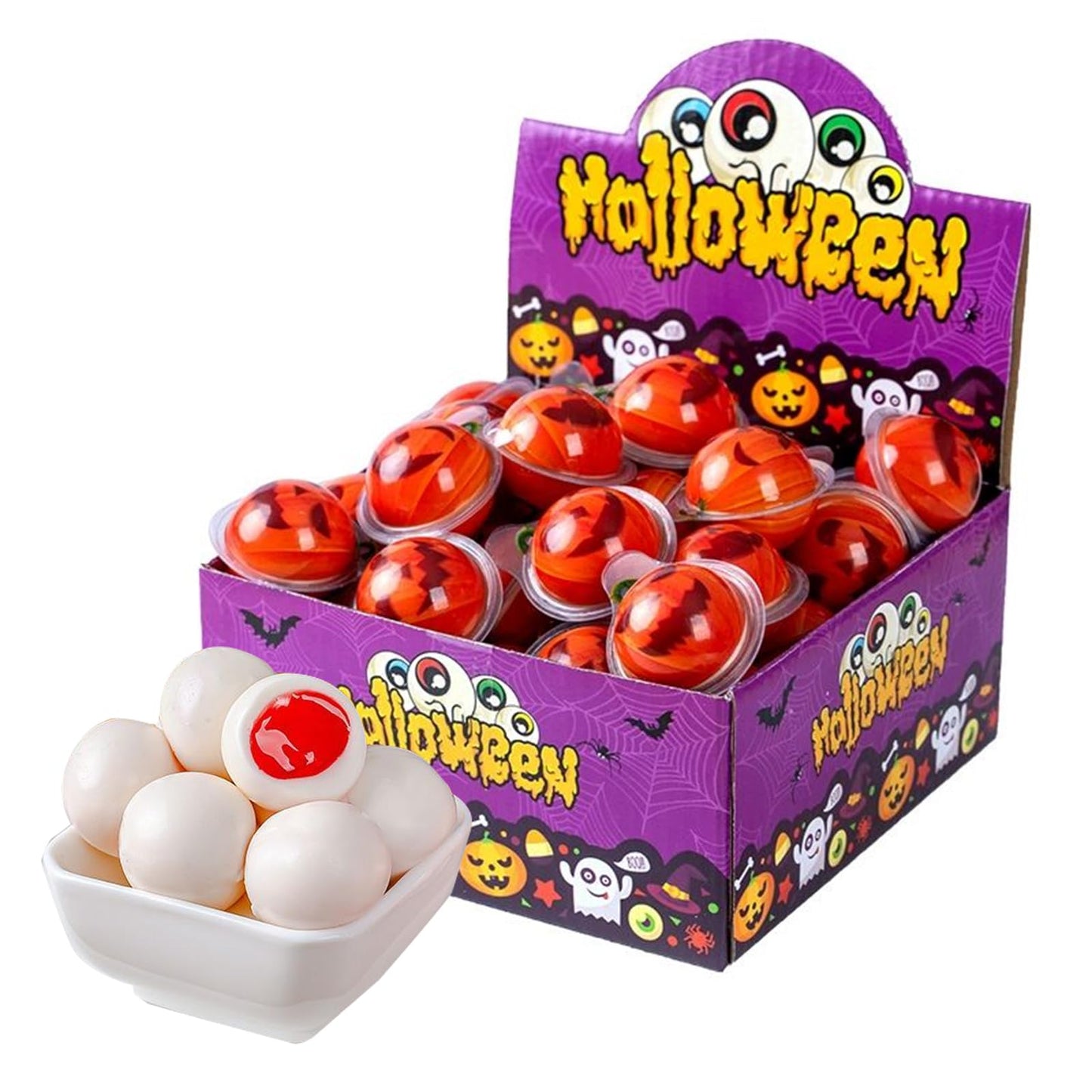Kwolykim Gummy Pumpkin Candy, Small Size 3D Pumpkin Design Gummies Candy With Filling For Trick Or Treat Individually Wrapped Perfect For Halloween Parties Gift 30Pcs