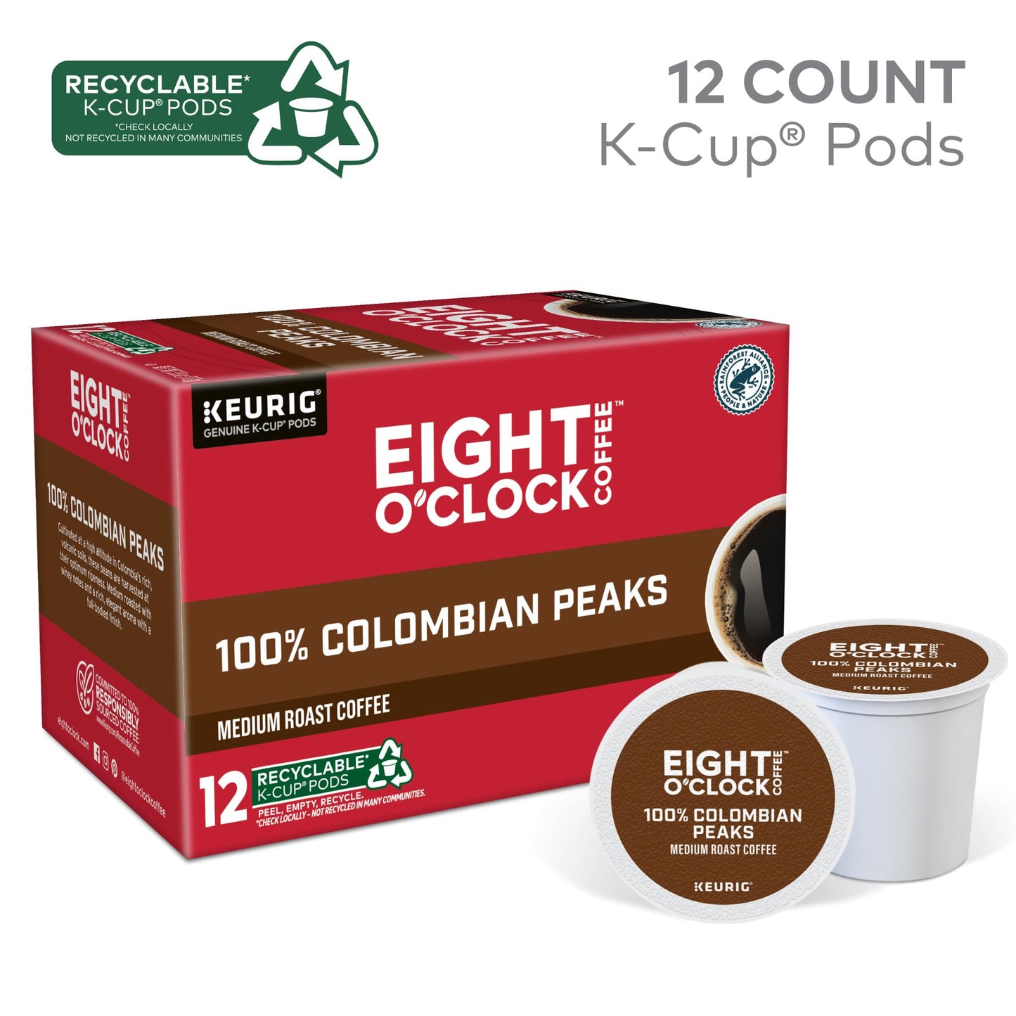 Eight OClock Coffee K-Cup Colombian Peaks, 12 Count, 3.9 oz, Model 5000346166