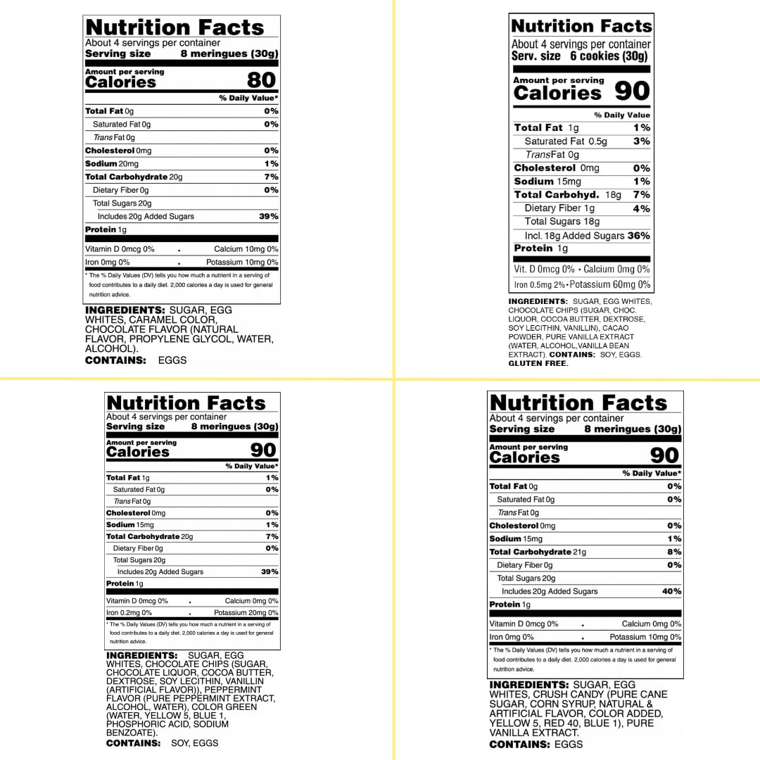 4 Pack Krunchy Melts Original Meringue Cookies | Chocolate Extravaganza 4-Pack | Chocolate, Chocolate Chip, Mint Chocolate Chip,