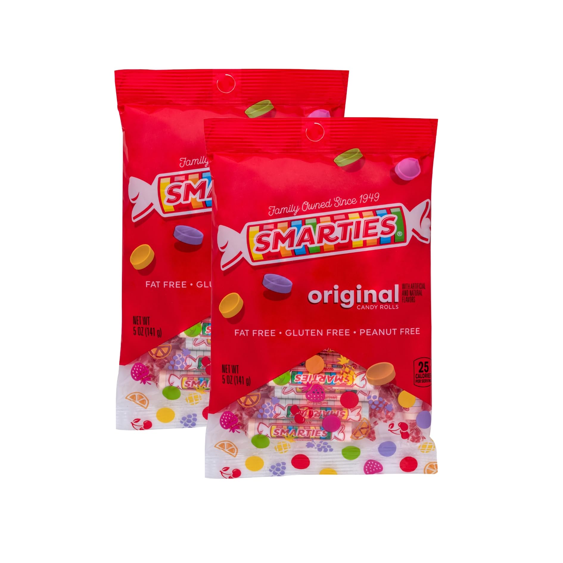 Smarties Candy Rolls Original Flavor Gluten Free & Vegan Delight | Classic Sweetness From Family Owned Since 1949 Peanut Free, Dairy Free & Allergen Free | Perfect Yummy Treat - 5 Ounce Pack Of 2