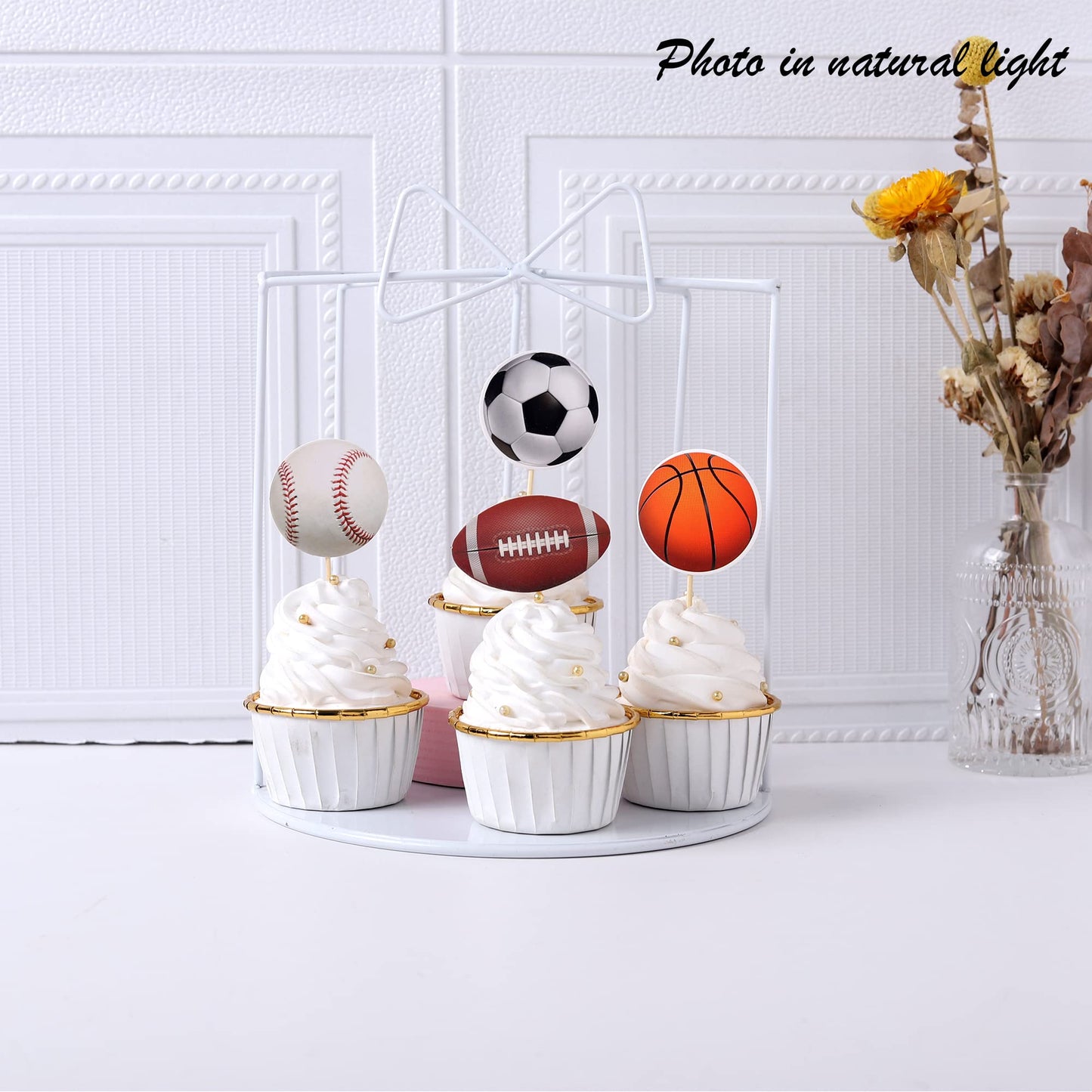 36 Pcs Sports Cupcake Toppers Baseball Cupcake Picks Football Soccer Ball Toothpicks Rugby Basketball Cake Decorations For Sport