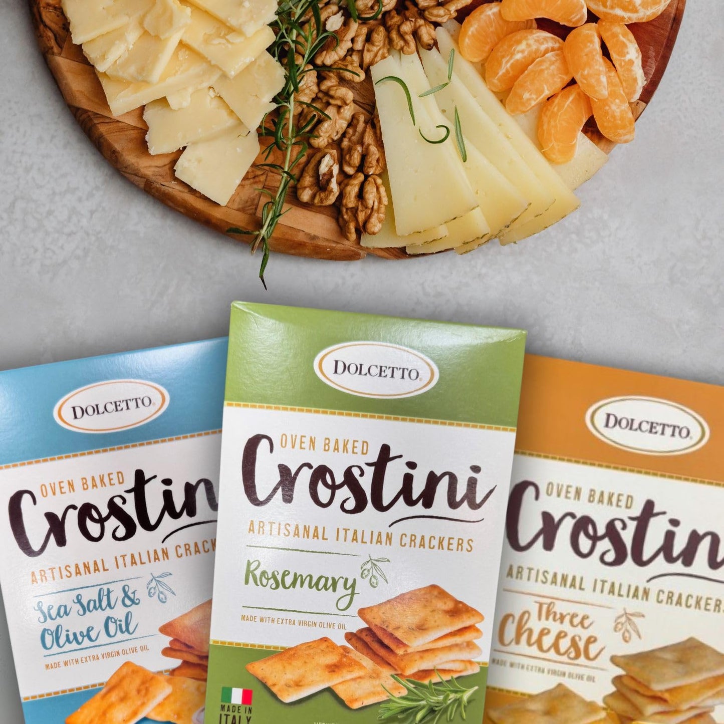 Dolcetto Three Cheese Crostini  ers, 7.05 Oz (Pack of 3), Artisanal Italian, Made with Extra Virgin Olive Oil, Halal