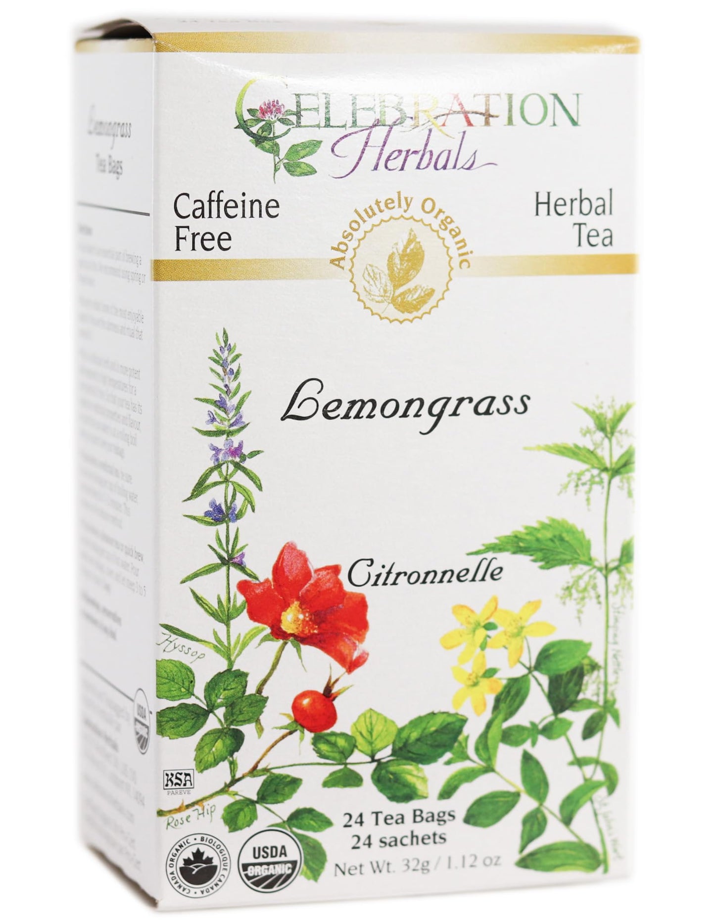 Celebration Herbals Organic Lemongrass Tea, 24 Count, 32g
