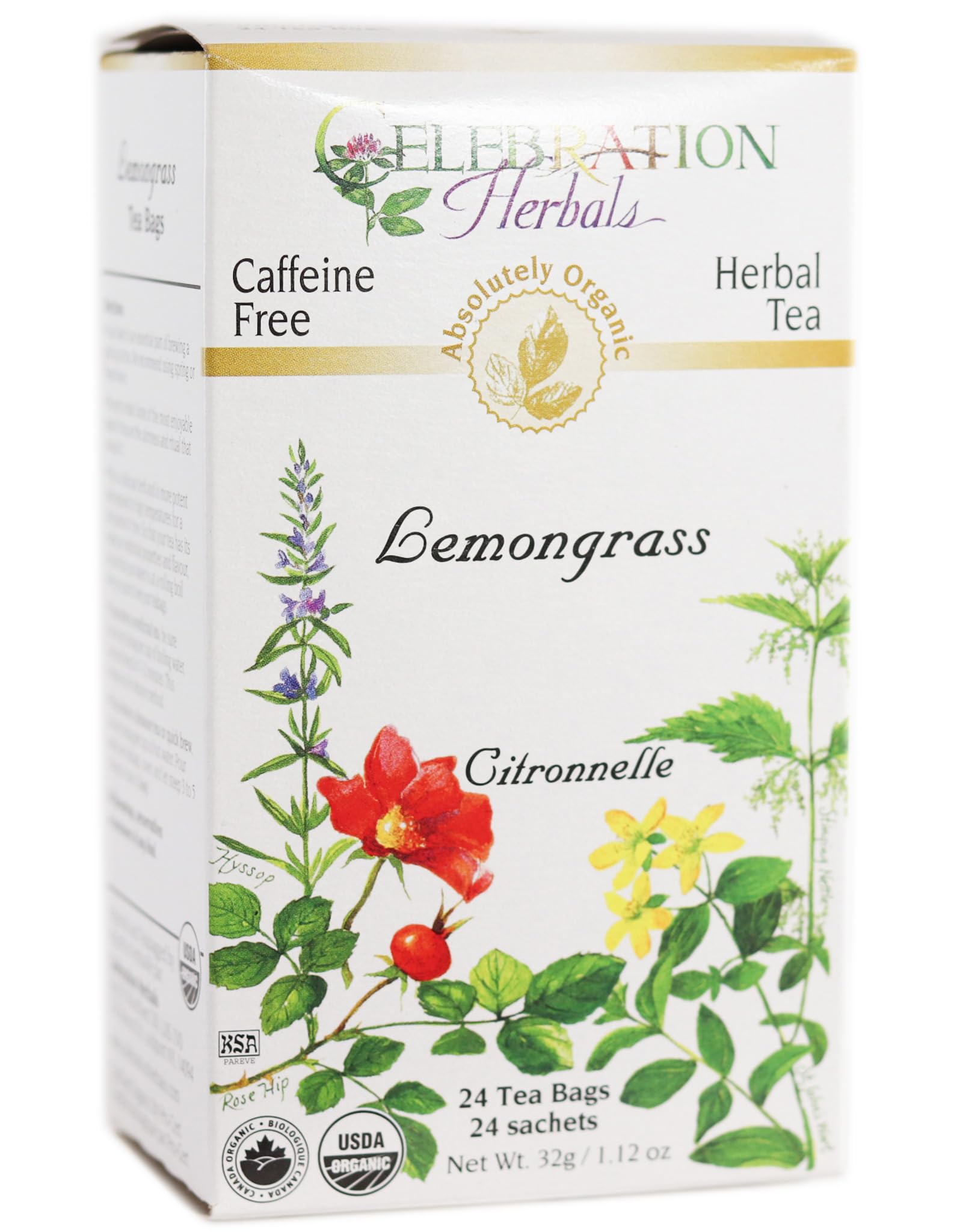 Celebration Herbals Organic Lemongrass Tea, 24 Count, 32g