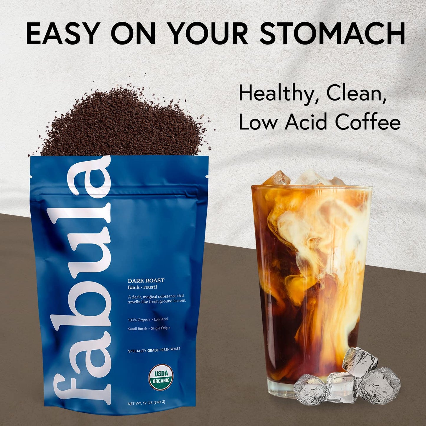 Fabula Coffee Cold Brew Freshly Grounded - Organic - Low Acid - Single Origin - Non-Gmo - Mold Free - 12 Ounces