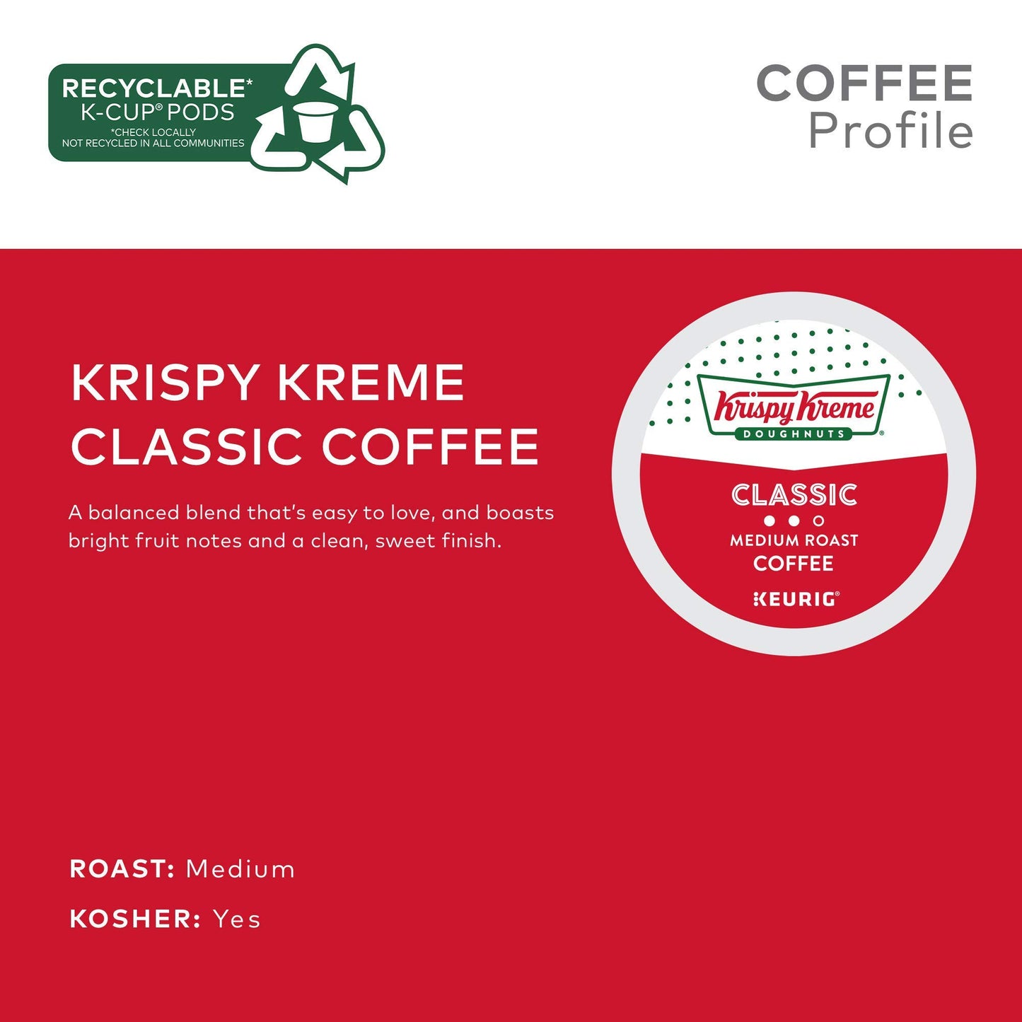 Krispy Kreme Classic Coffee, Keurig Single Serve K-Cup Pods, Medium Roast, 96 Count