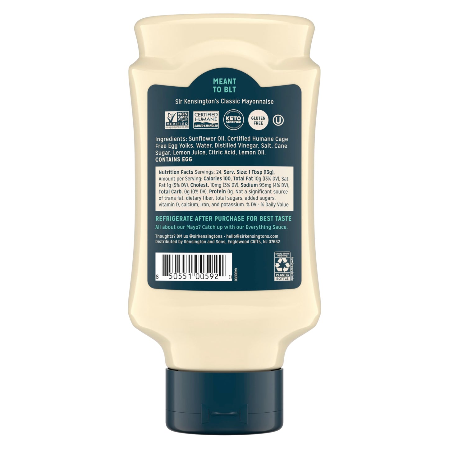 Sir Kensington'S Mayonnaise Classic Mayo Gluten Free Non- Gmo Project Verified Shelf-Stable 12 Oz