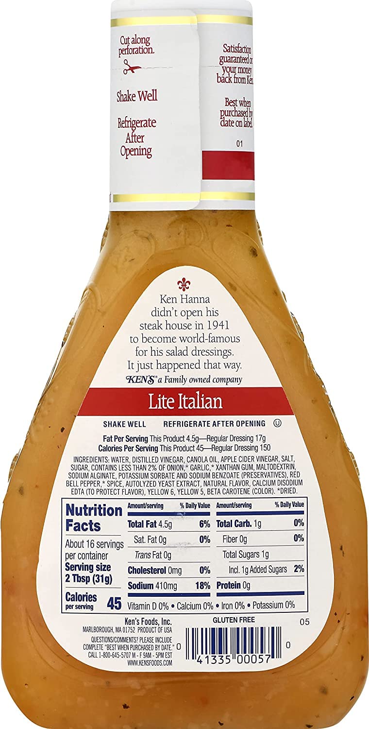 Ken'S Steak House Lite Italian Dressing & Marinade, 16 Fl Oz (Pack Of 2)