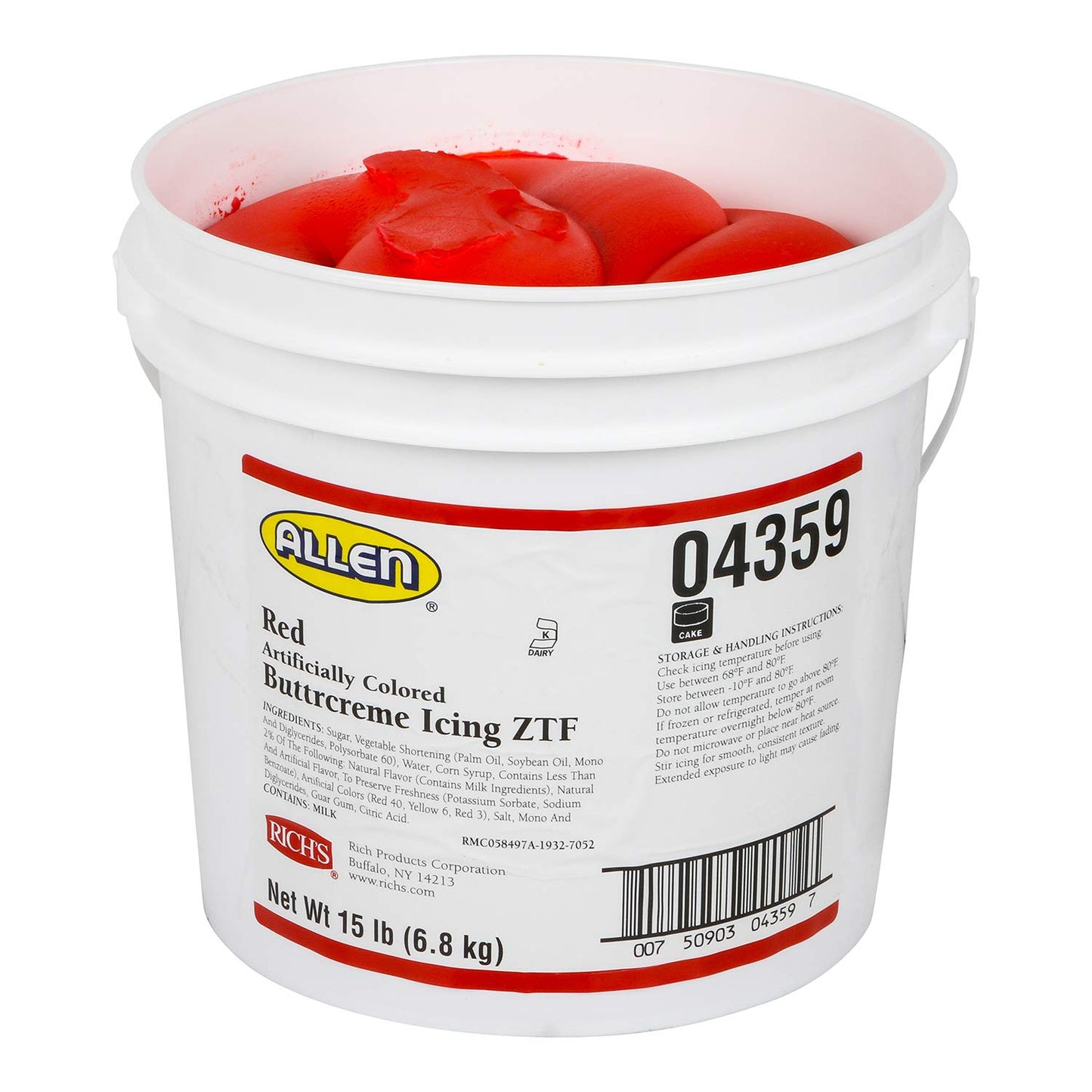 Rich'S Jw Allen Pre-Whipped, Red Buttrcreme Icing Ztf, 15Lb Pail