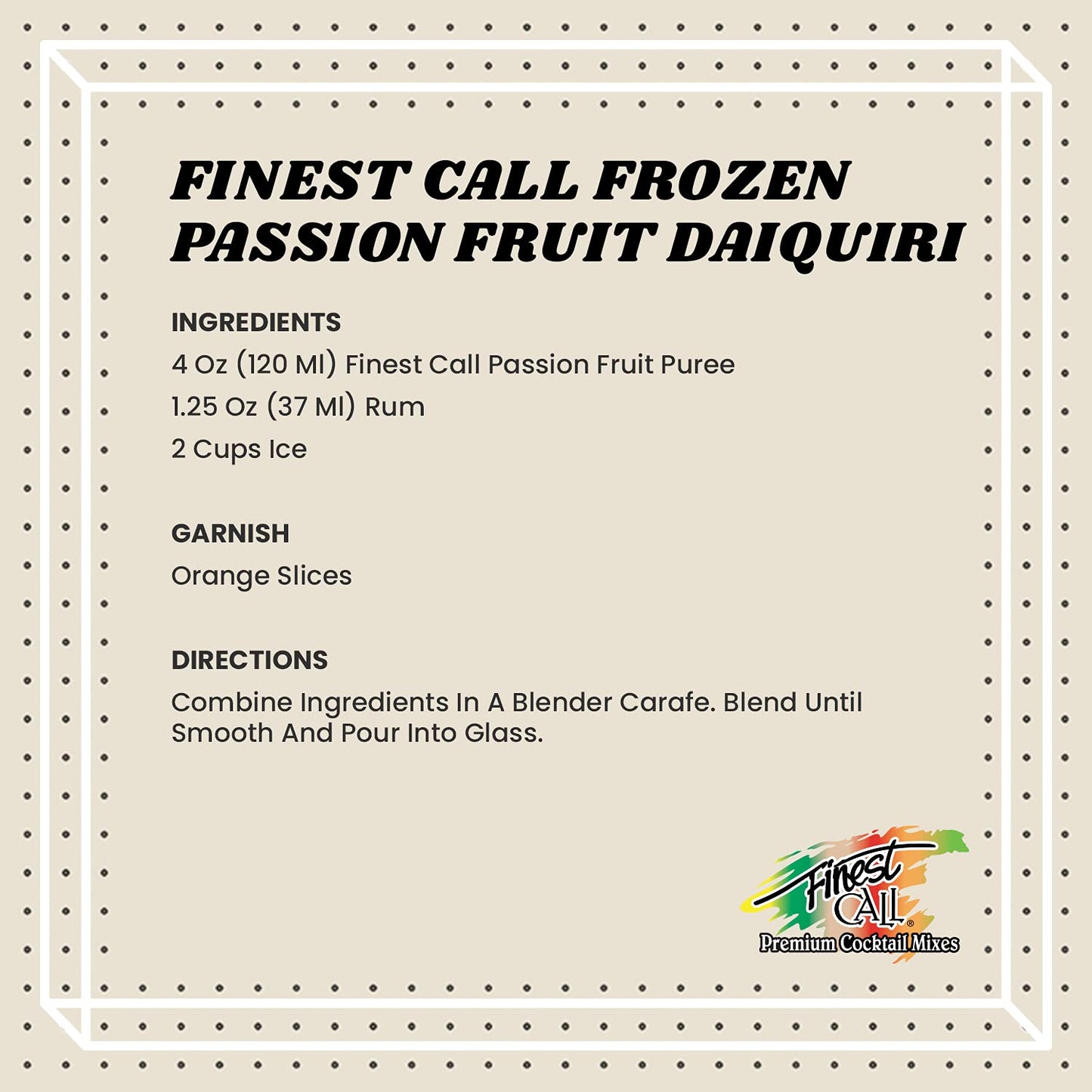 Finest Call Premium Passion Fruit Puree Drink Mix, 1 Liter Bottle (33.8 Fl Oz), Pack Of 6