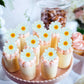 40Pcs Edible Daisy Cupcake Toppers Edible Wafar Paper Spring Bridal Engagement Baby Shower Birthday Party Drink Toppers Annivers