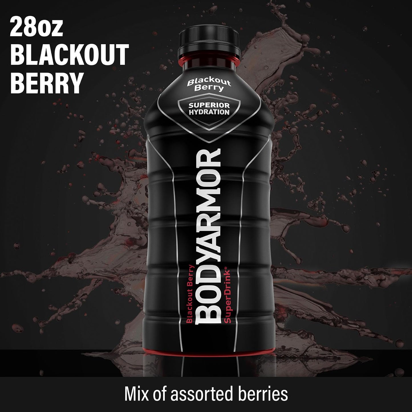 Bodyarmor Sports Drink Sports Beverage, Blackout Berry, Coconut Water Hydration, Natural Flavors With Vitamins, Potassium-Packed