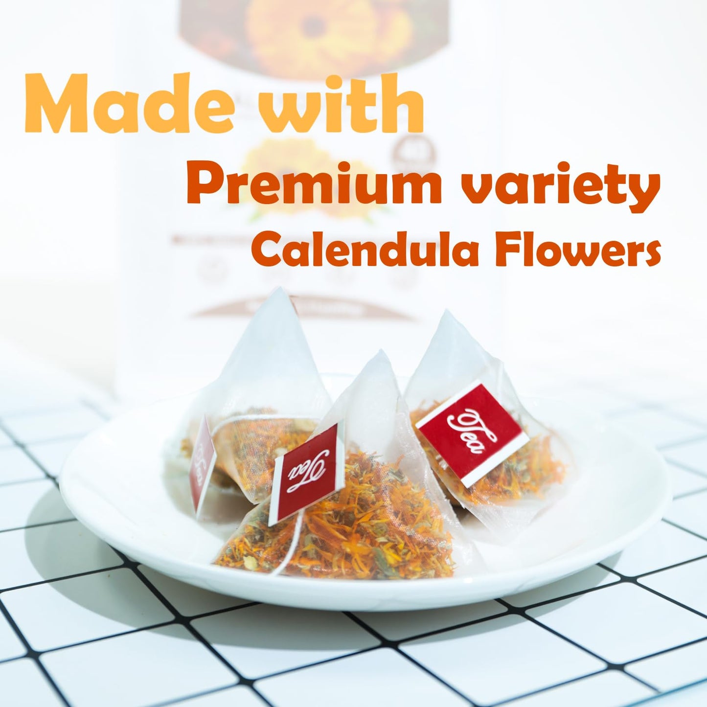 TEARELAE Premium Calendula Flowers Tea Bags - Natural, Caffeine-Free, 1.5g x 40 Count, Non-GMO, Digestion Support