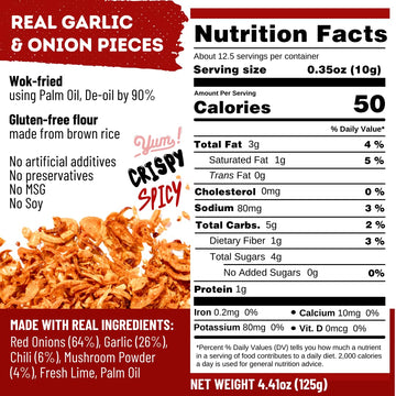 MaeMai Chili Crisp - Medium Hot Spice Crunchy Onion & Garlic Flakes, All-Purpose Seasoning, 5.47 oz Resealable Bottle