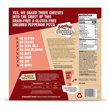 Against the Grain Gluten-Free Pepperoni Original Crust Pizza, No Grains, Seed Oils, Preservatives, or Gums, Frozen, Family Size