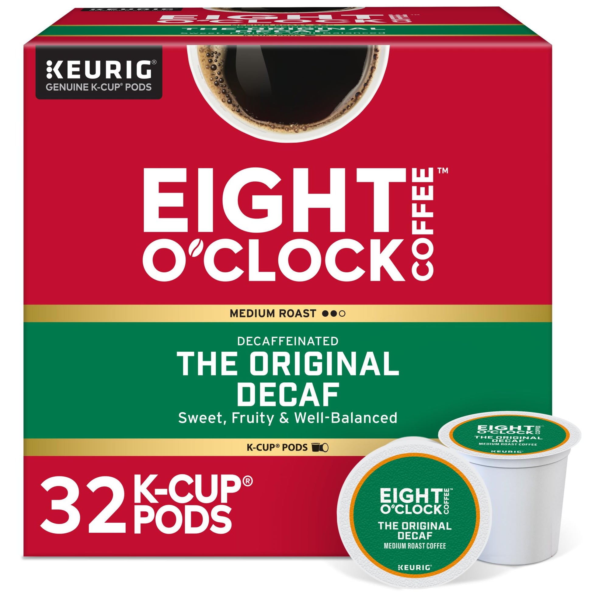 Eight OClock Coffee Decaf Medium Roast K-Cup Pods, 1 Count (Pack of 32)
